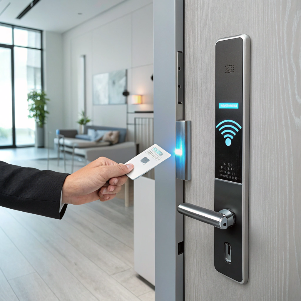 Smart lock access with RFID card, modern security solution for homes