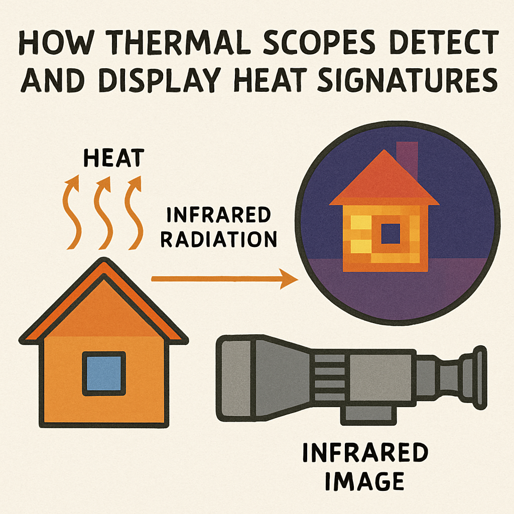 Diagram illustrating how thermal scopes detect and display heat signatures