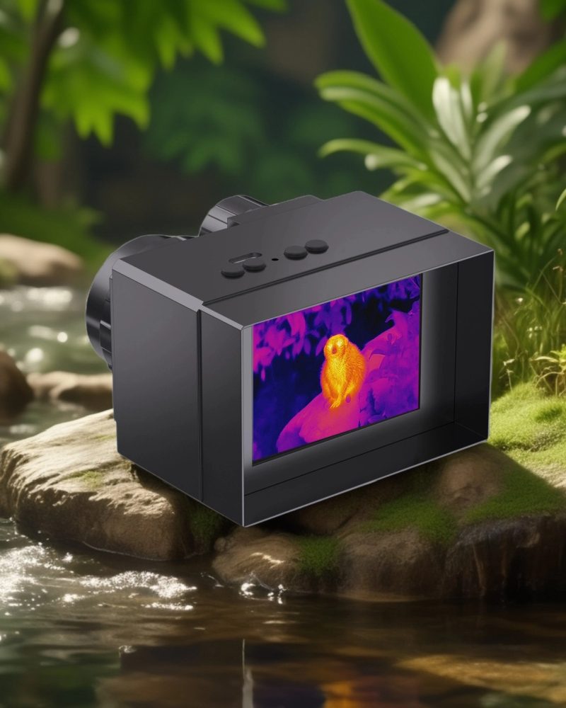 thermal and night vision Ultra-modern hybrid thermal and night vision scope with dual-sensor fusion technology, showcasing seamless switching between thermal imaging and night vision modes